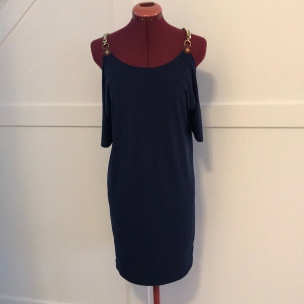 Michael Kors Blue Cold Shoulder Dress Size Small